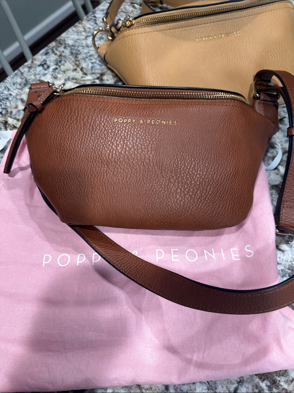 Poppy & Peonies sidekick chestnut Brown Leather Crossbody Bag